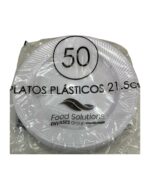 PLATO PLASTICO BLANCO GRANDE 22cm x50un