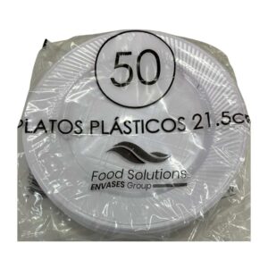 PLATO PLASTICO BLANCO GRANDE 22cm x50un