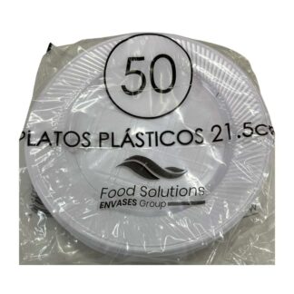 PLATO PLASTICO BLANCO GRANDE 22cm x50un