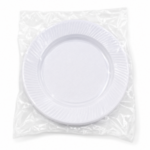 PLATO PLÁSTICO BLANCO CHICO PARA TORTA  x50un