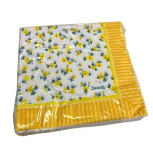 SERVILLETAS FLORCITAS AMARILLAS x20un