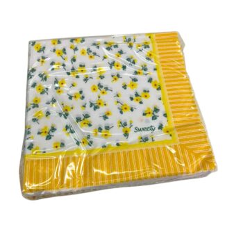 SERVILLETAS FLORCITAS AMARILLAS x20un