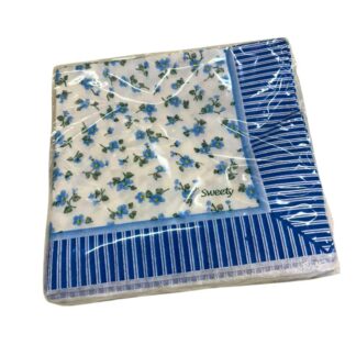 SERVILLETAS FLORCITAS CELESTES x20un