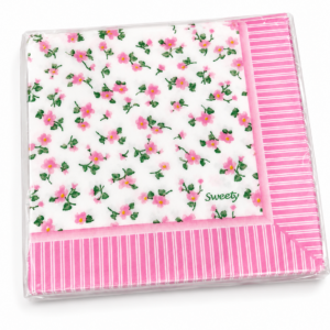 SERVILLETAS FLORCITAS ROSAS x20un