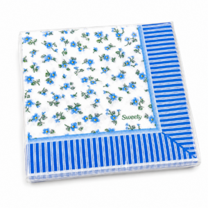 SERVILLETAS FLORCITAS CELESTES x20un